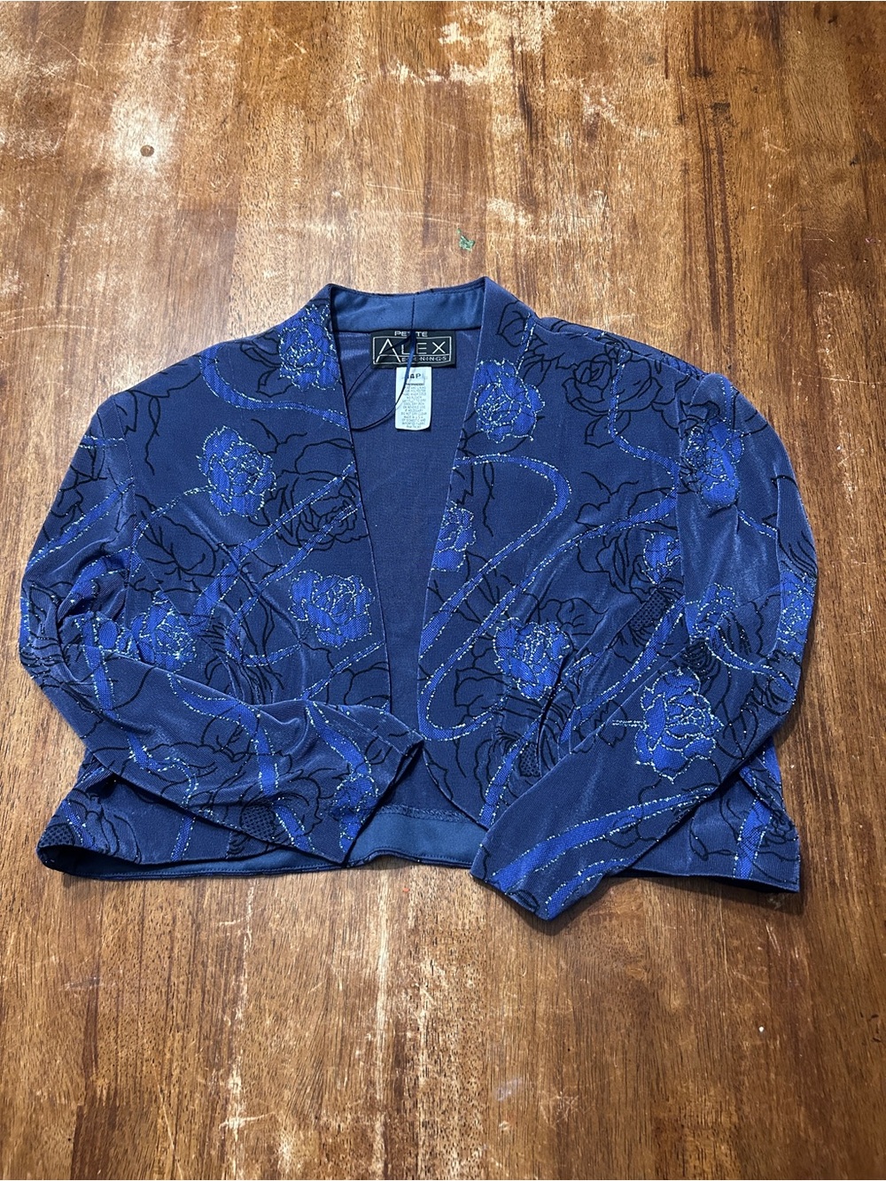 Vintage Alex Evenings Whimsigoth navy Blue Embellished Cropped jacket shrug